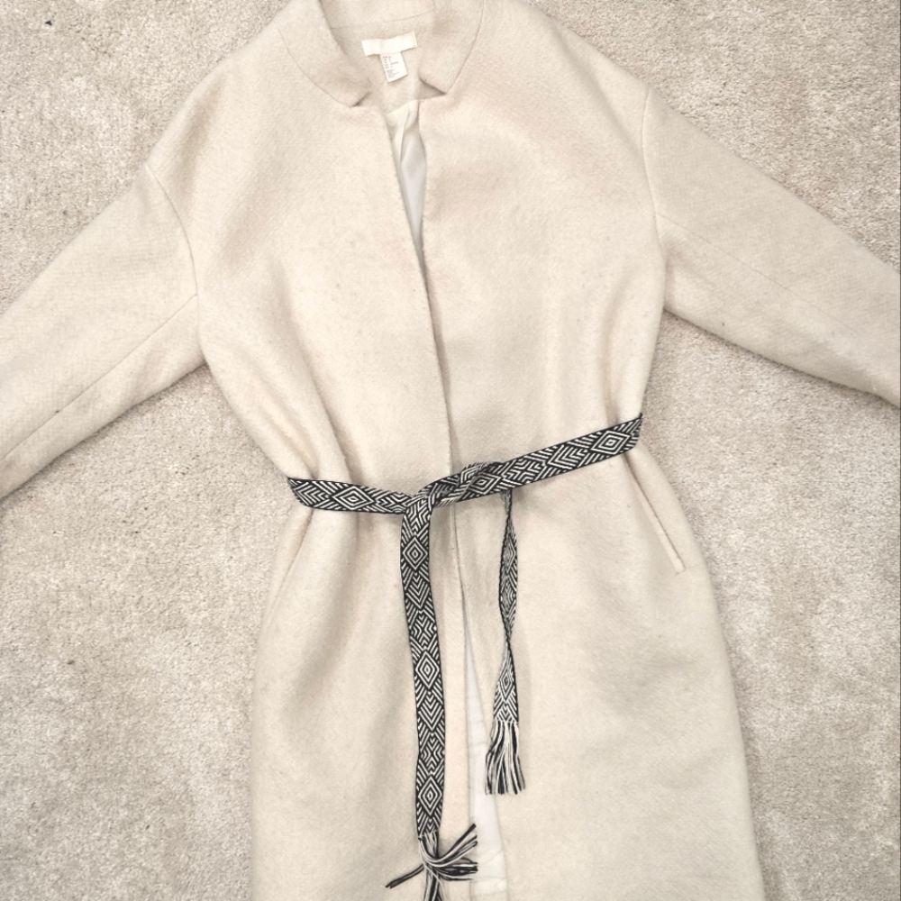 Elegant Cream Belted Coat